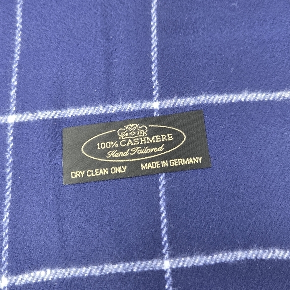 100% CASHMERE SCARF LOT OF 3 LONG MADE IN GERMANY TEAL NAVY BLUE PLAID WOMEN - Picture 2 of 14